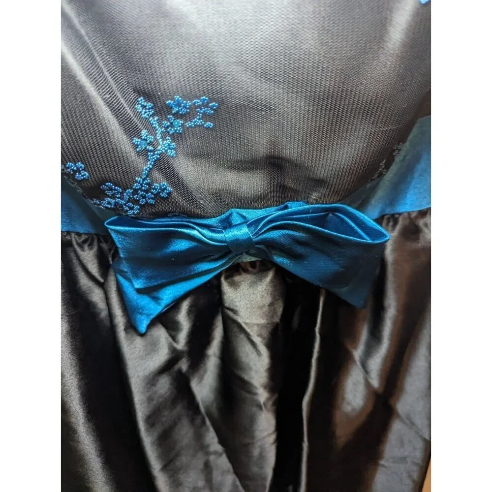 jessica mcclintock for gunne sax dress Blue/Black Strapless Size 3 - Picture 4 of 16